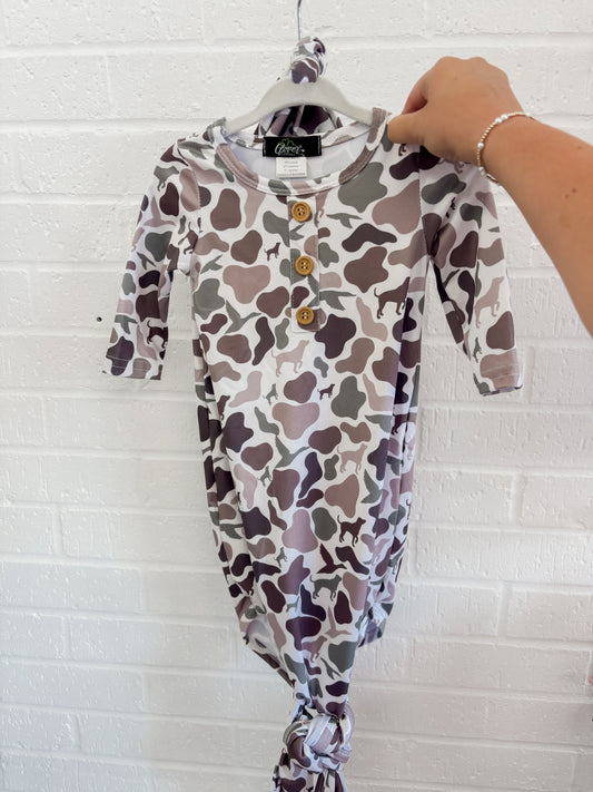 Camo Knot Gown & Hat