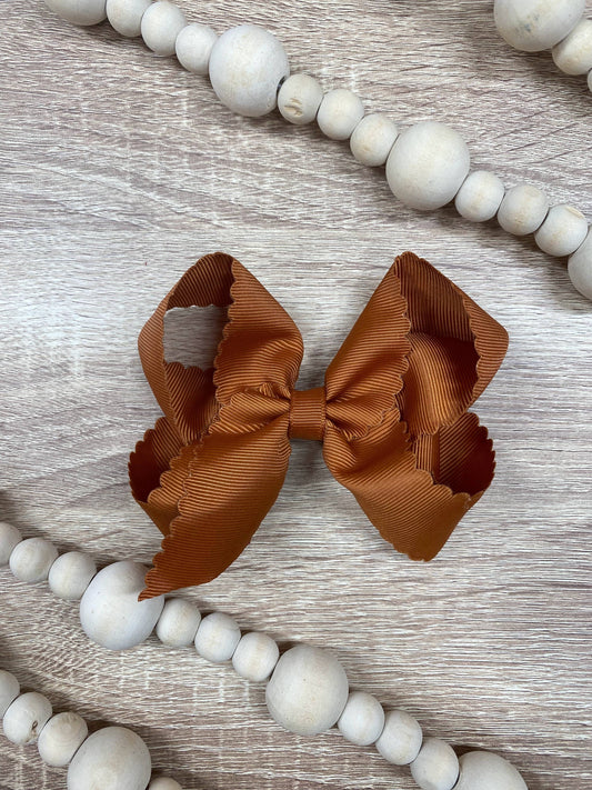 Oversize Scalloped Hair Bows - Alligator Clip - 5.5" Girls