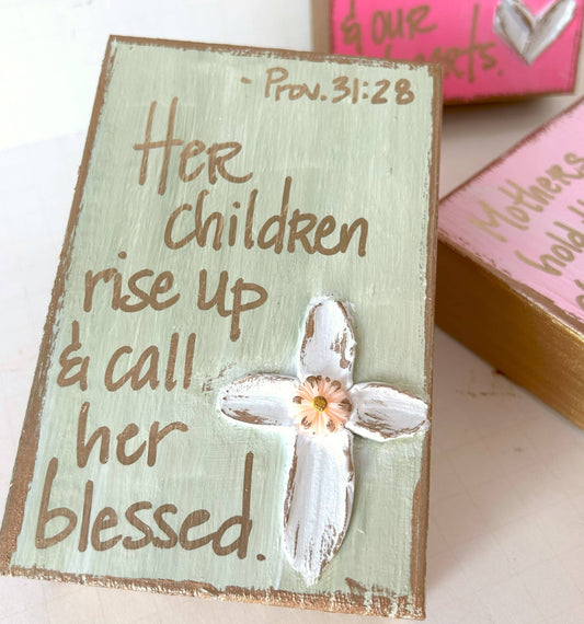 Mother's day gift block | cross crown heart love