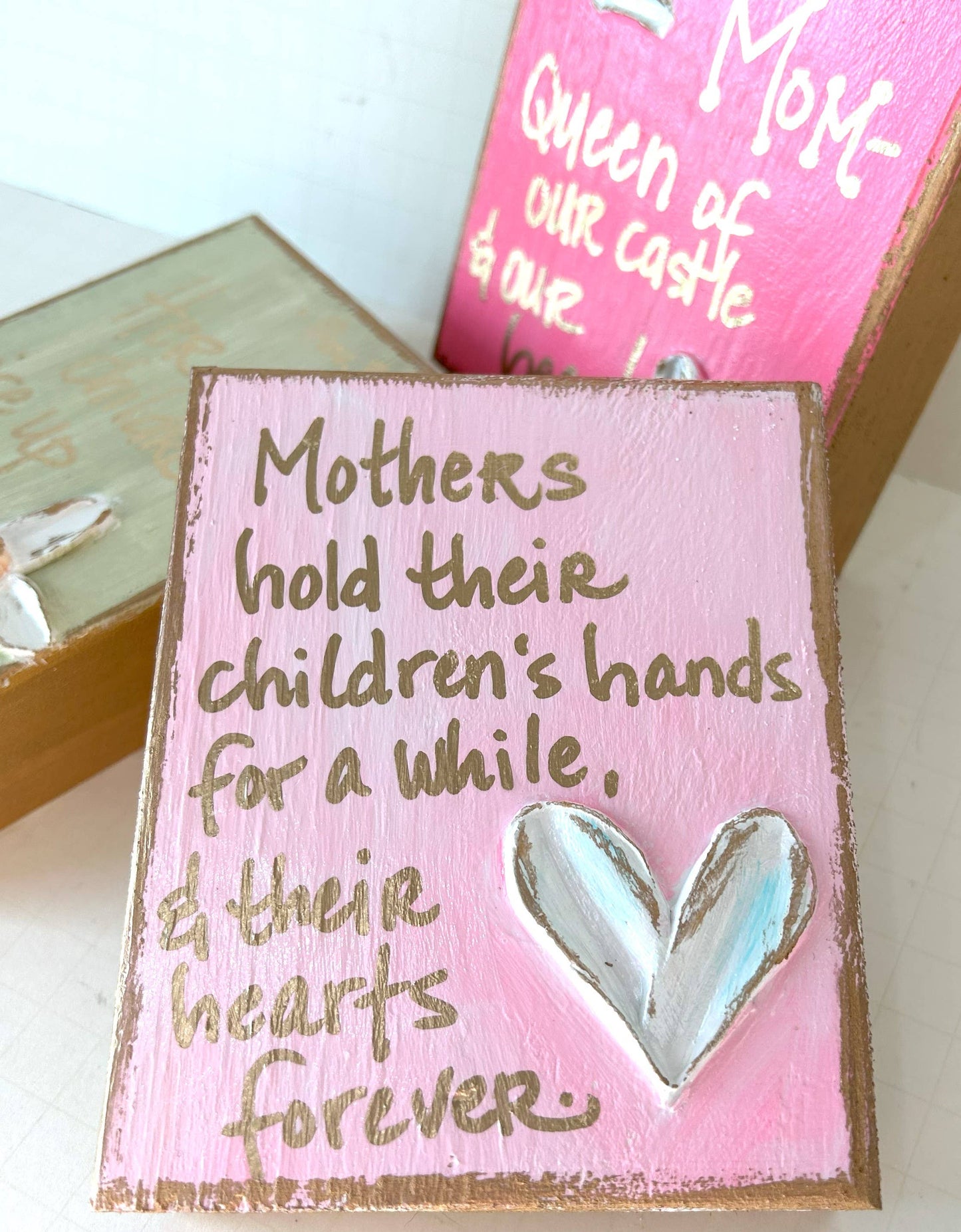 Mother's day gift block | cross crown heart love