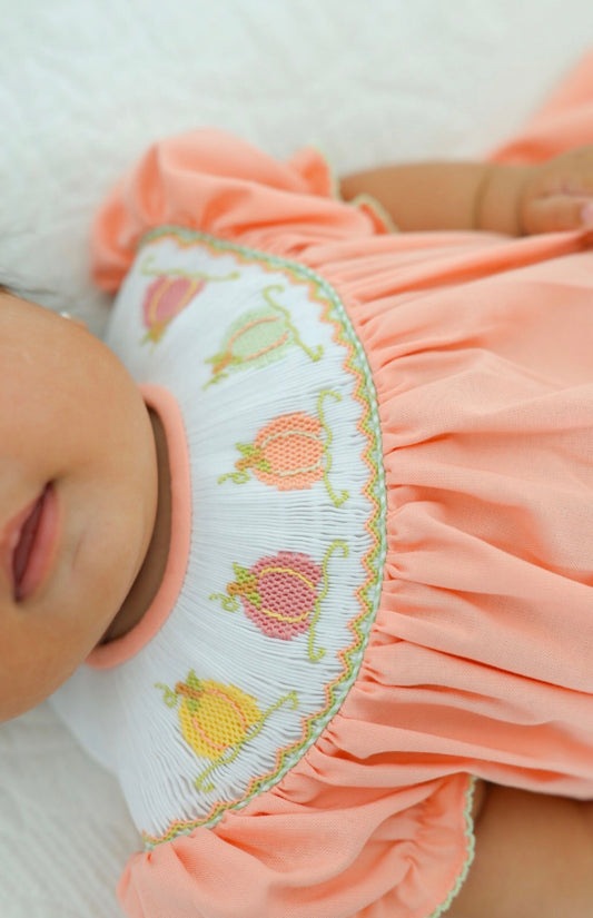 Hand smocked pumpkin bubble