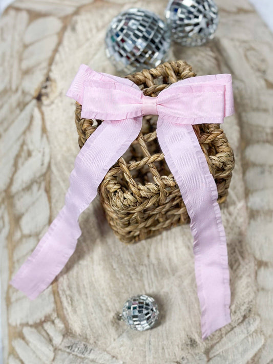 Ruffle Edge Ribbon Hair Bow - Alligator Clip - 5" NEW COLORS