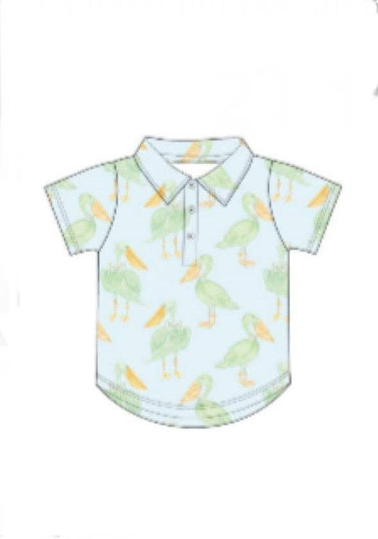 Mint Pelican Polo Shirt
