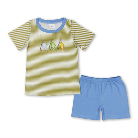 Sleeveless stripe fishing baby boy summer romper