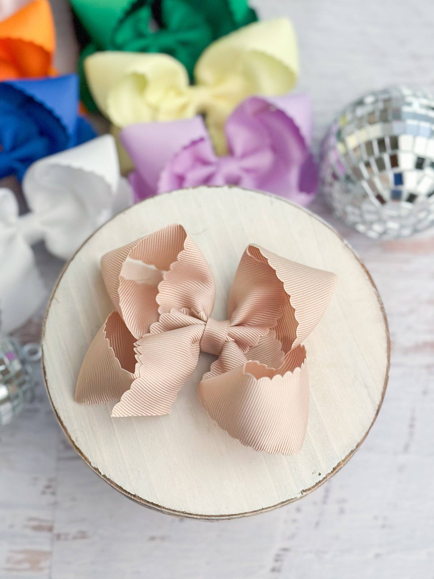 Oversize Scalloped Hair Bows - Alligator Clip - 5.5" Girls