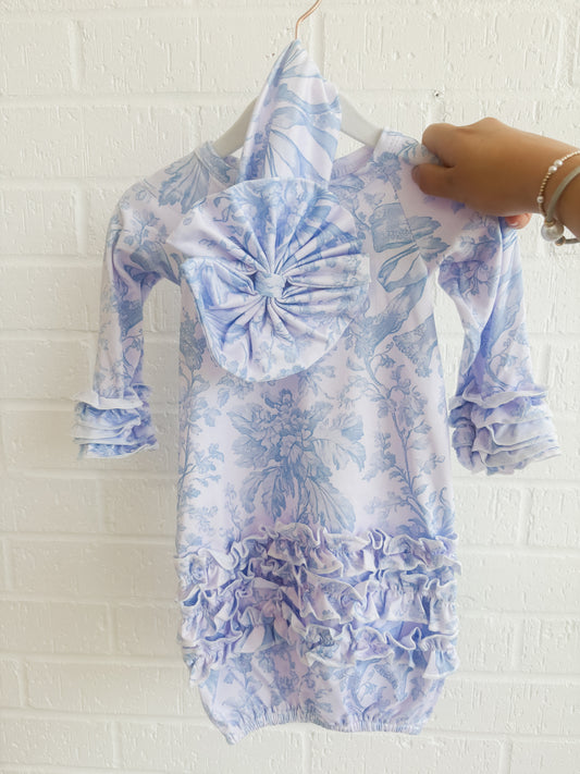 Blue Baby Gown & Bow