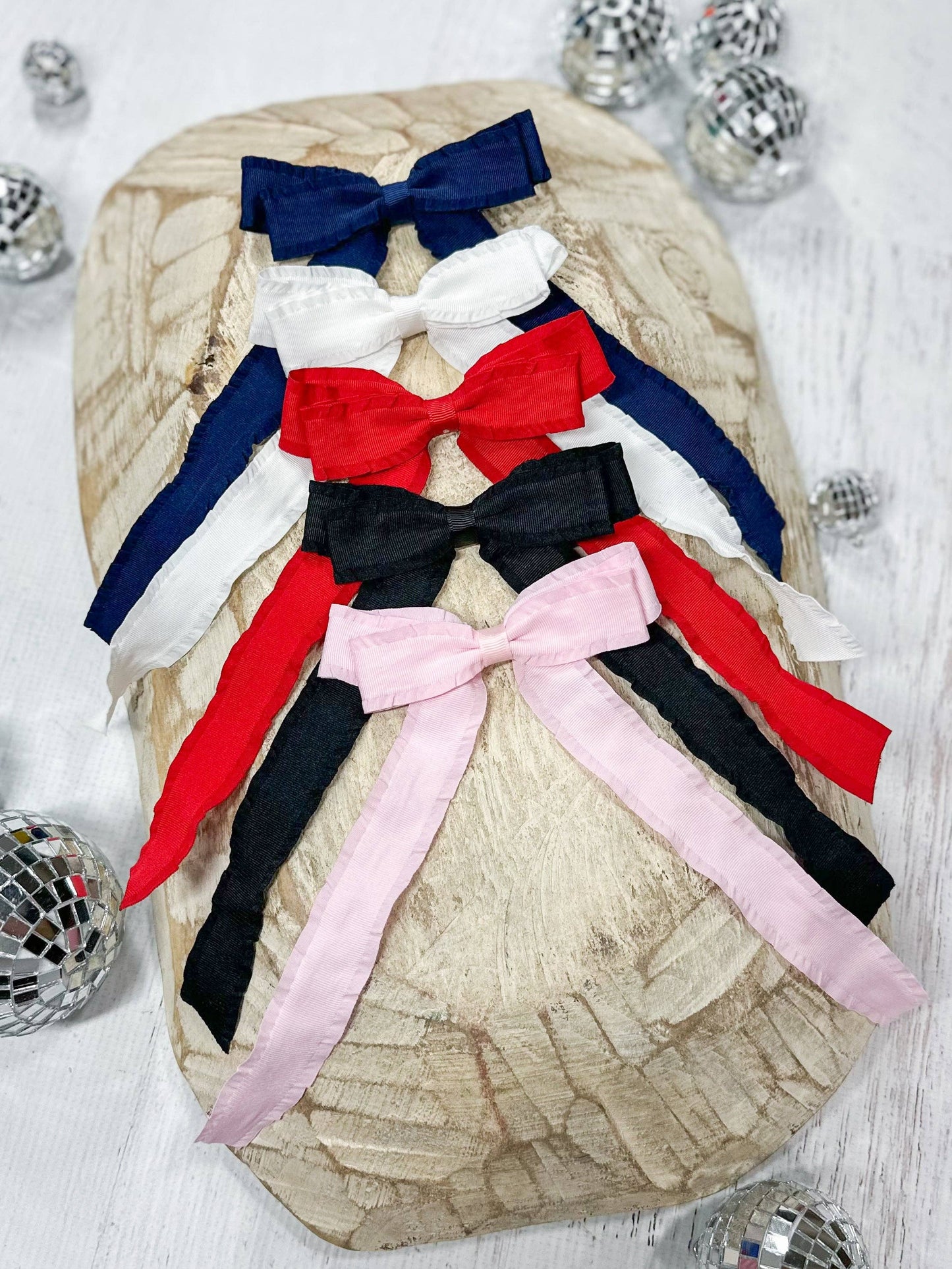 Ruffle Edge Ribbon Hair Bow - Alligator Clip - 5" NEW COLORS