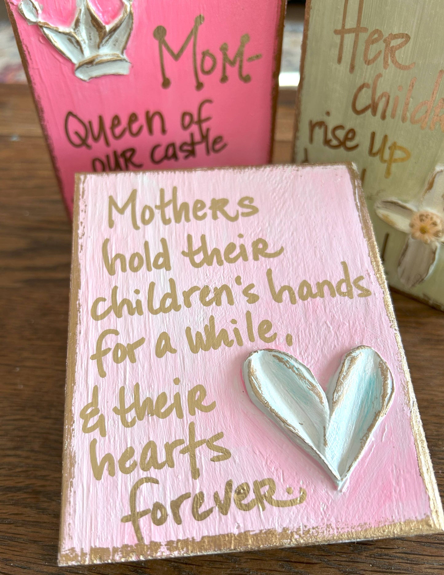Mother's day gift block | cross crown heart love