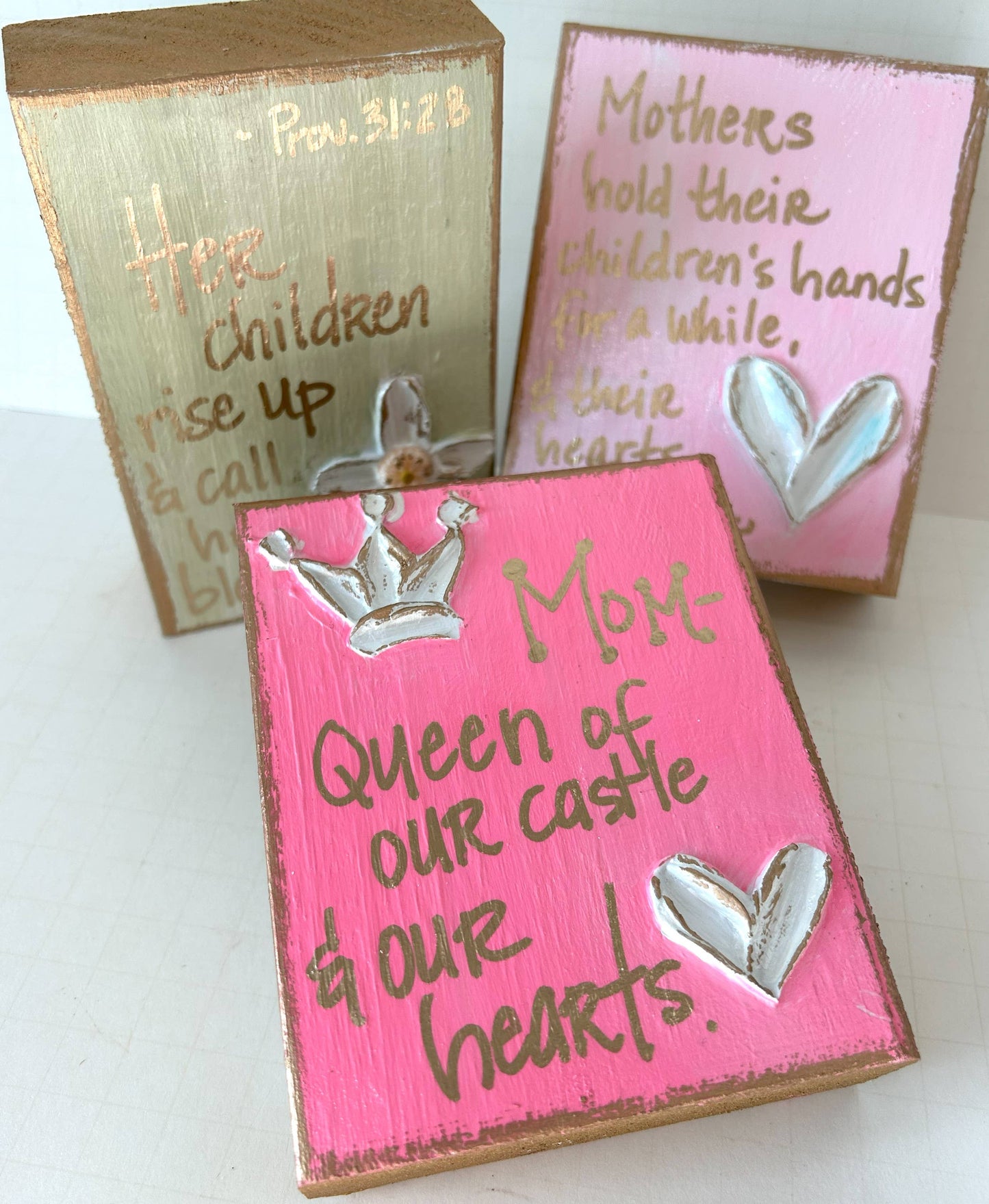 Mother's day gift block | cross crown heart love