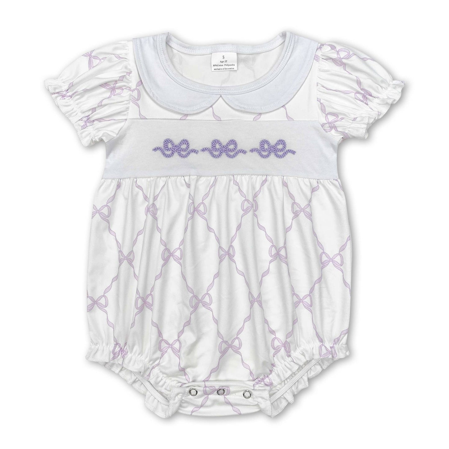 PINK bow short sleeves baby girls romper
