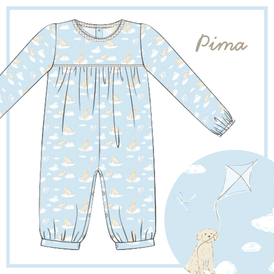 Pima Sky Pup Boys Romper
