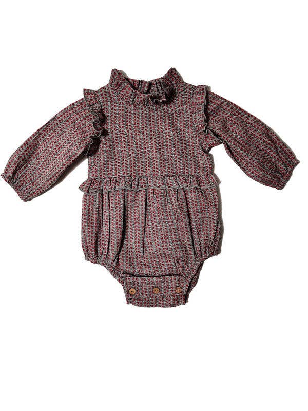 Grey Printed Full Sleeves Romper : Infant : Baby