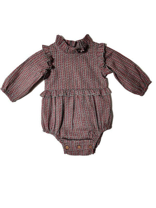 Grey Printed Full Sleeves Romper : Infant : Baby