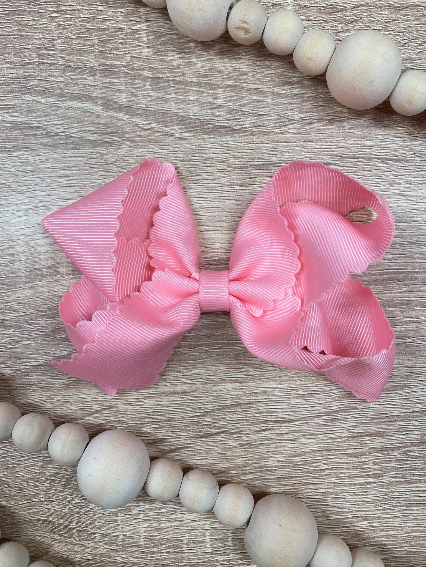 Oversize Scalloped Hair Bows - Alligator Clip - 5.5" Girls