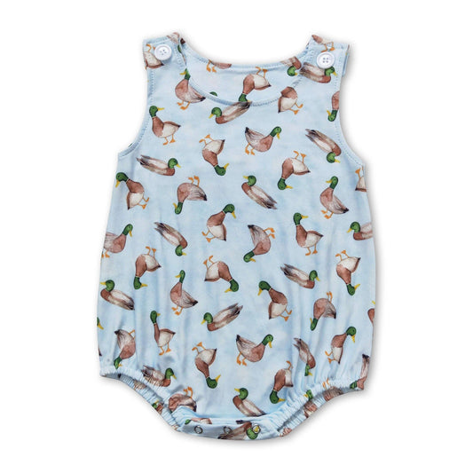 Light blue duck sleeveless baby boys romper
