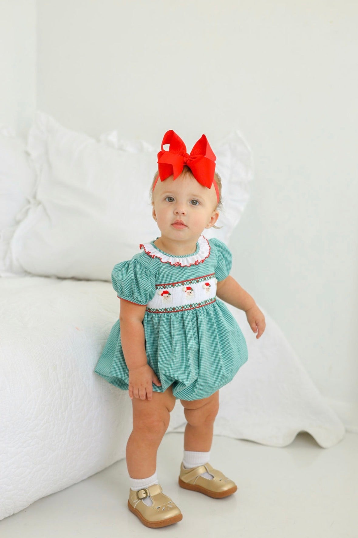 Santa Hand Smocked Bubble