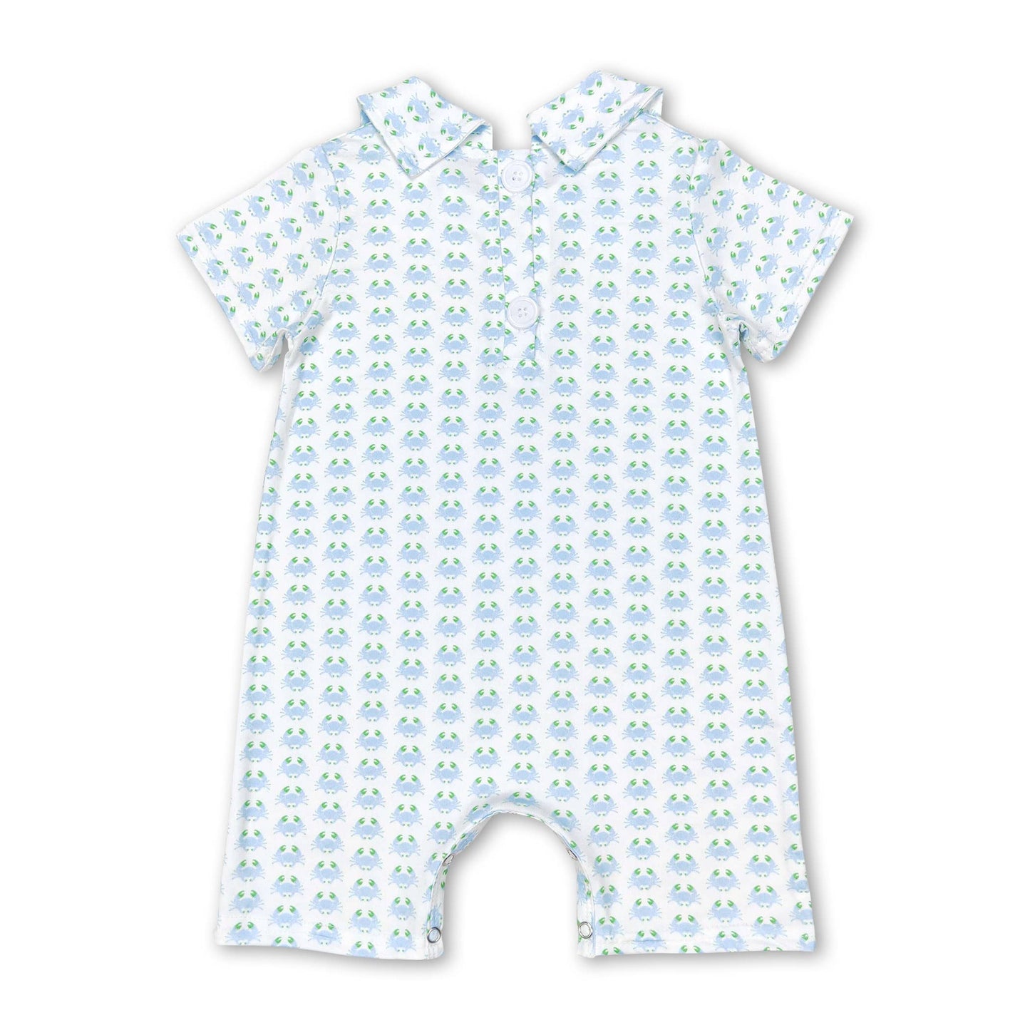 Short sleeves crab baby boys summer polo romper