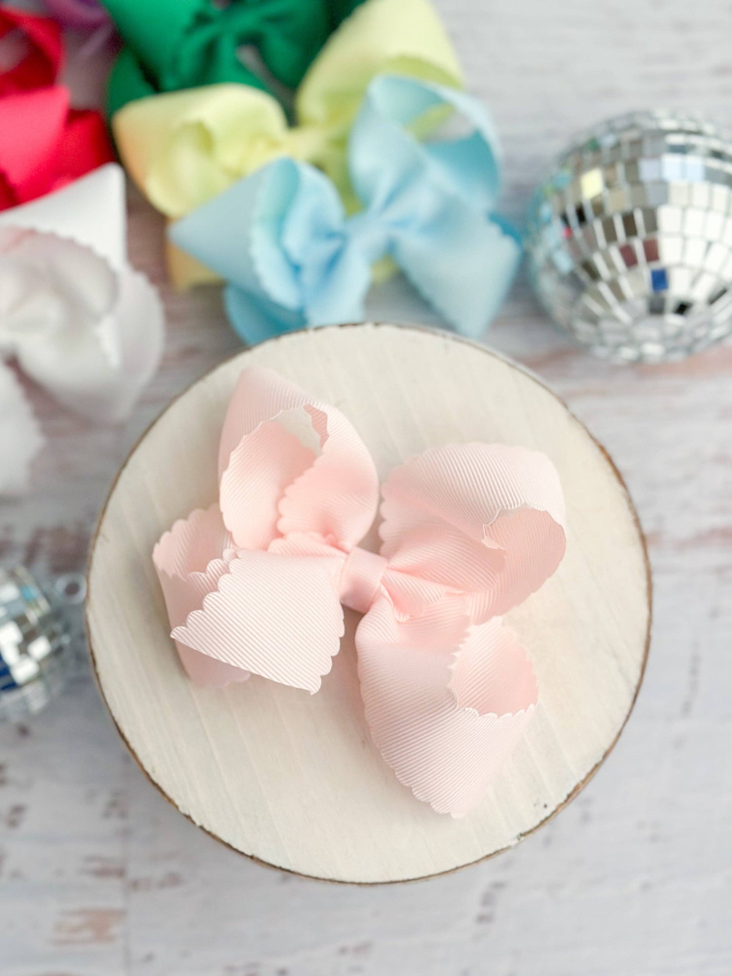 Oversize Scalloped Hair Bows - Alligator Clip - 5.5" Girls