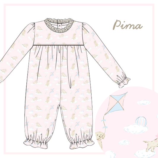 Pima Sky Pup Girls Romper