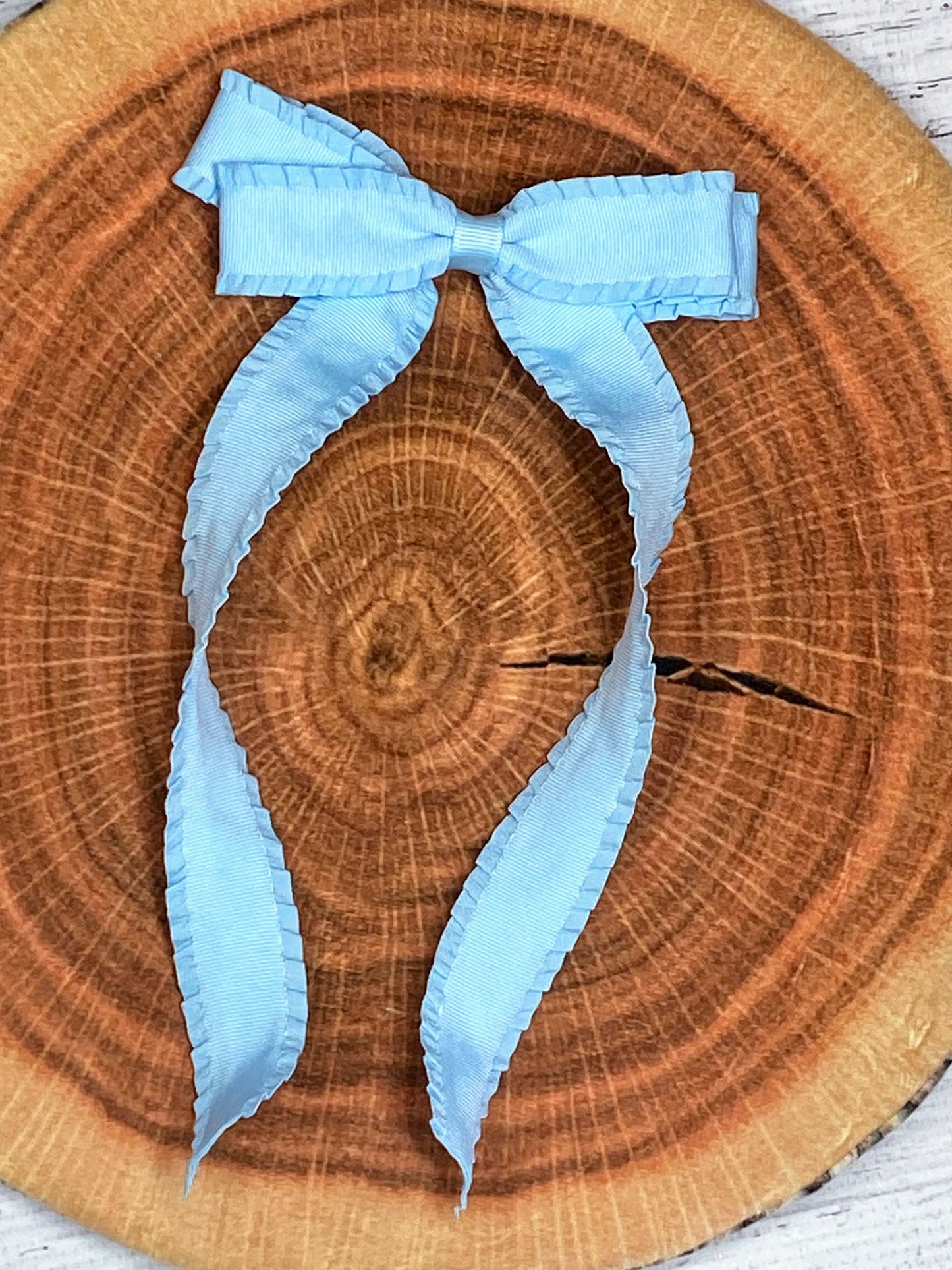 Ruffle Edge Ribbon Hair Bow - Alligator Clip - 5" NEW COLORS