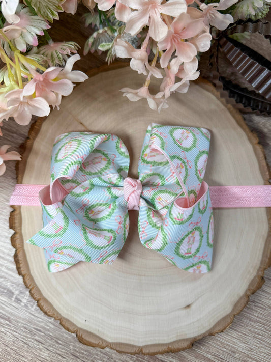 Pastel Nutcracker Double Layer Bow Headband: Christmas 2025