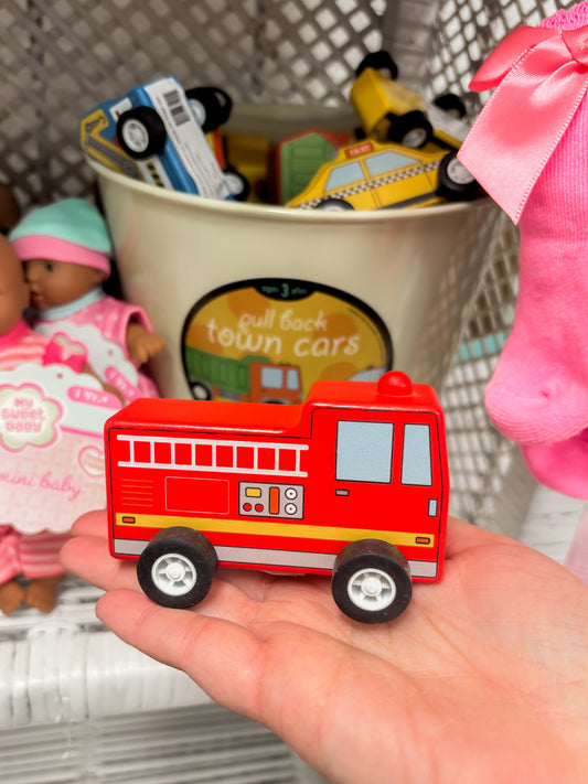 Wooden Firetruck Pull Back