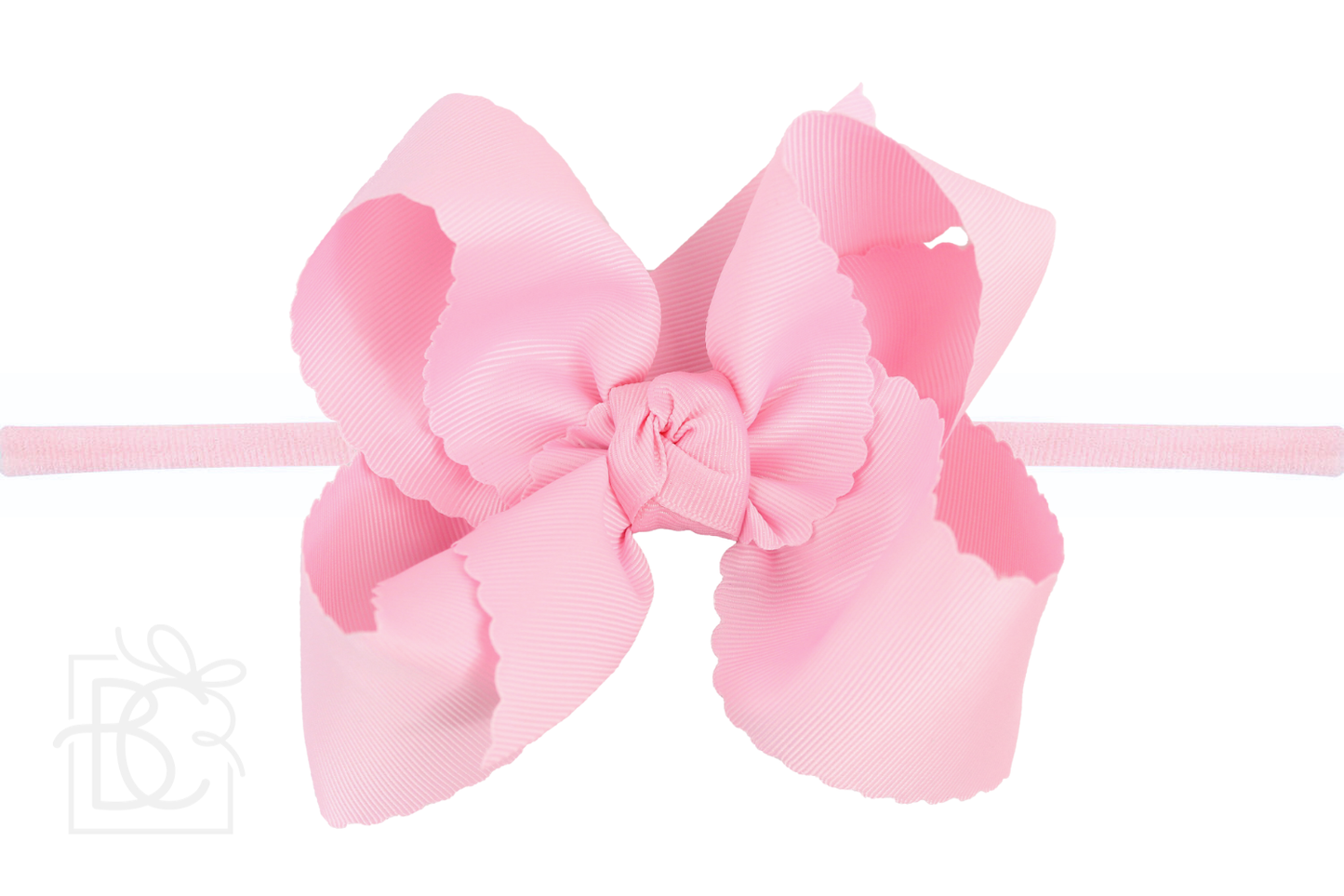 1/4" Nylon Pantyhose Headband w/ Scalloped Edge Bow