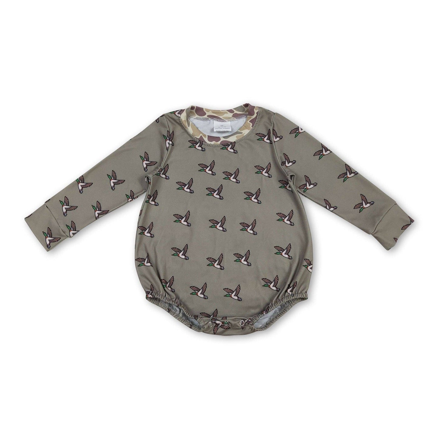 Long sleeves camo duck baby boy hunting romper