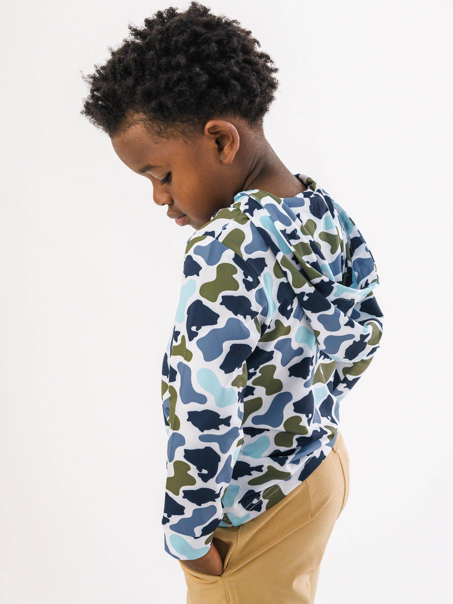 Boys Fish Camo Catch Performance Hooded Shirt