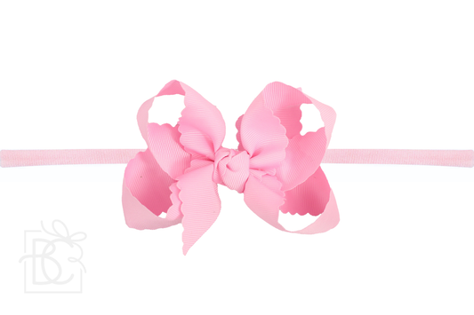 1/4" Nylon Pantyhose Headband w/ Scalloped Edge Bow