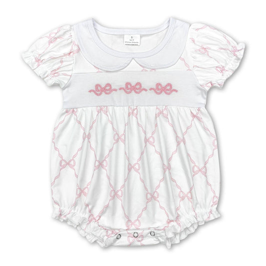 PINK bow short sleeves baby girls romper