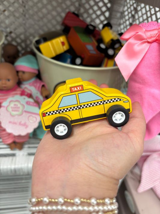 Wooden Taxi Pull Back