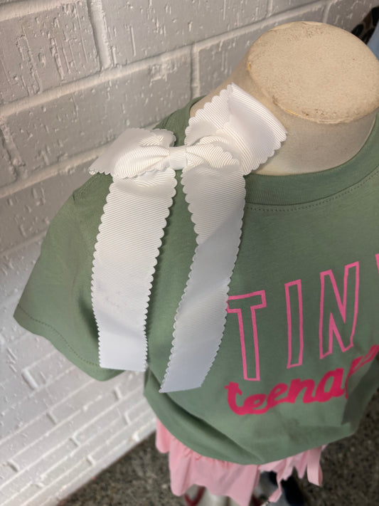 White ribbon bow