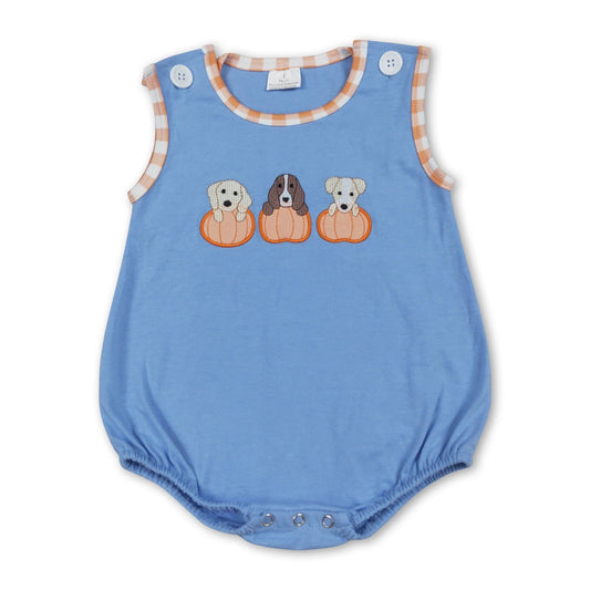 Sleeveless dog pumpkin baby boy fall romper
