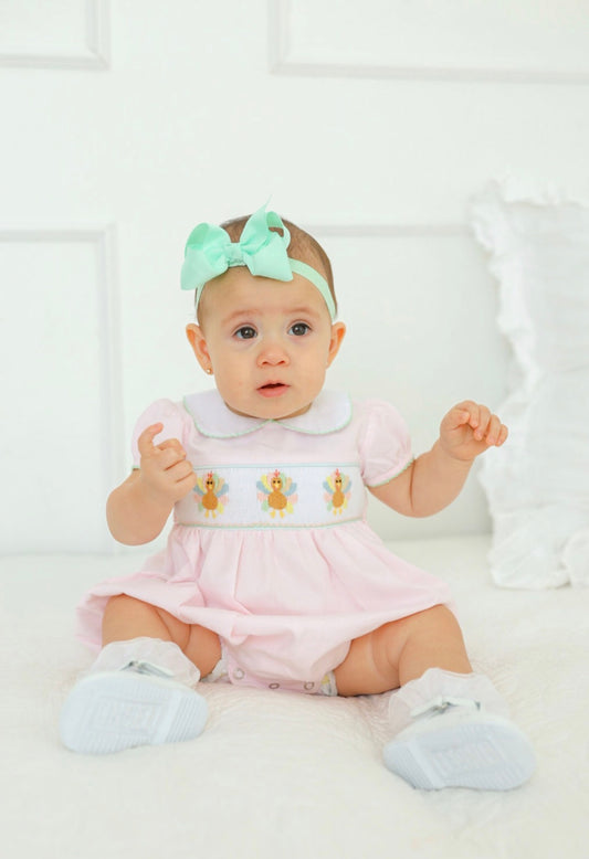 Hand smocked turkey bubble (bow ties in back)