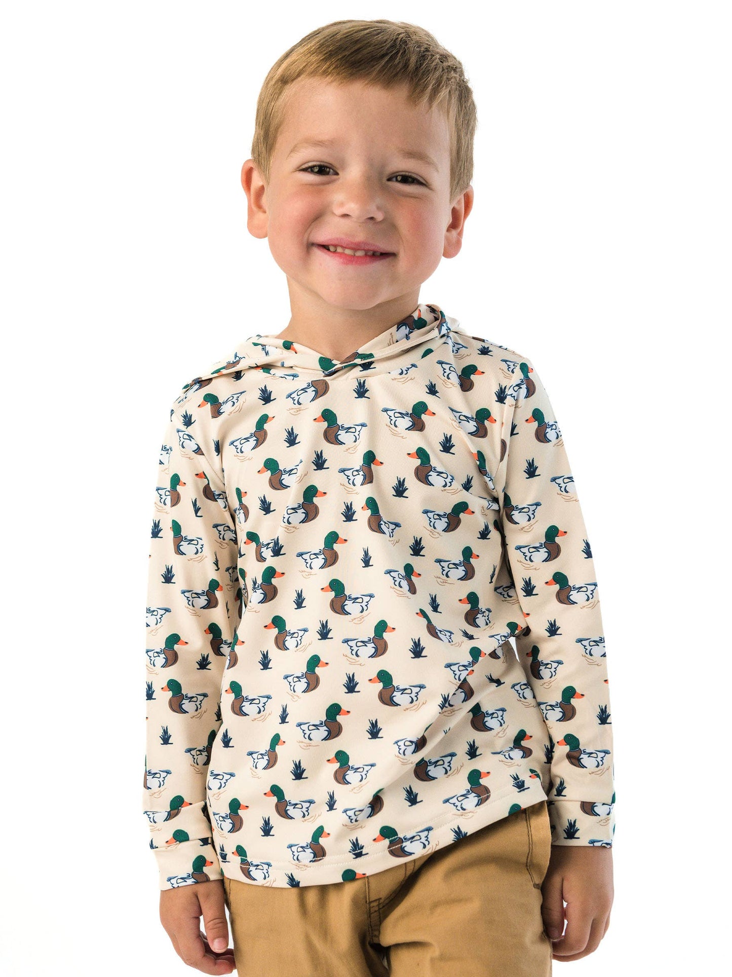 Boys Mallard Marsh Duck Performance Hooded Shirt