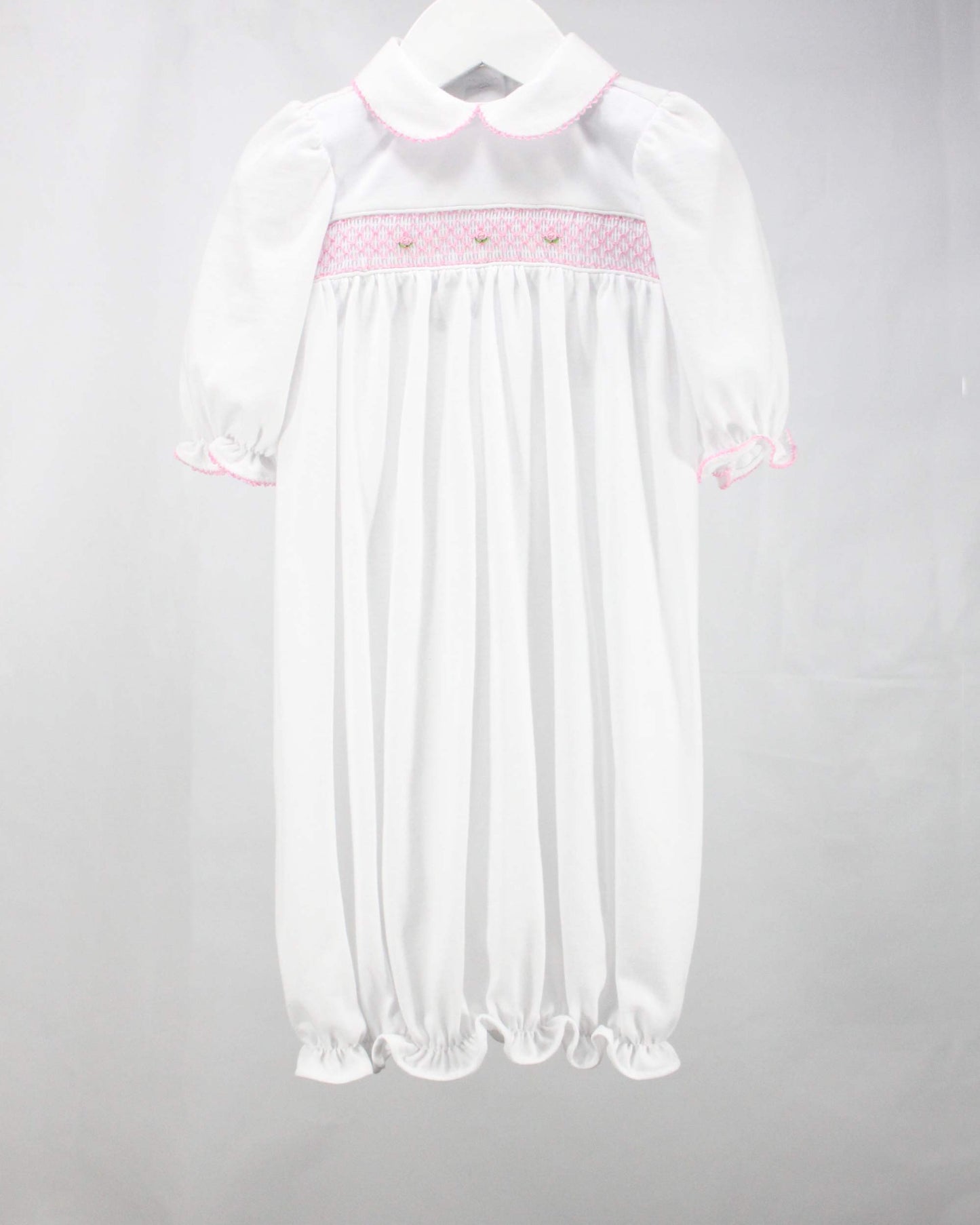 White and Pink Geometric Claire Gown