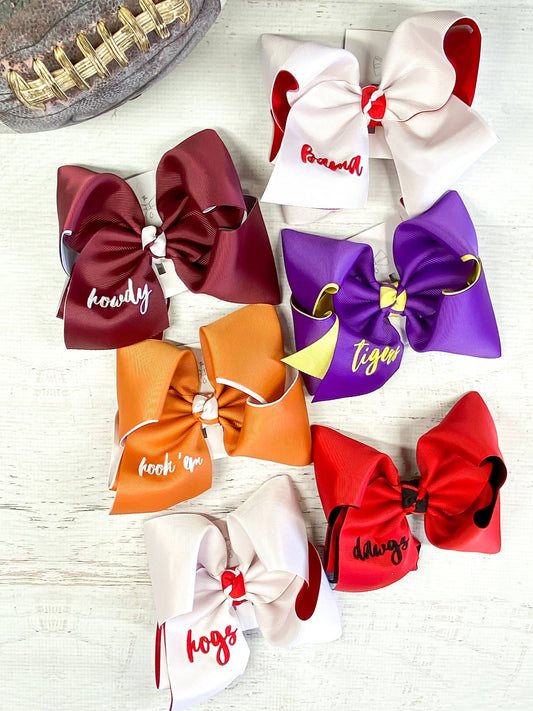 Double Layer School Spirit Hair Bows: Game Day Team Bows