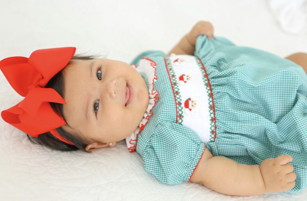 Santa Hand Smocked Bubble
