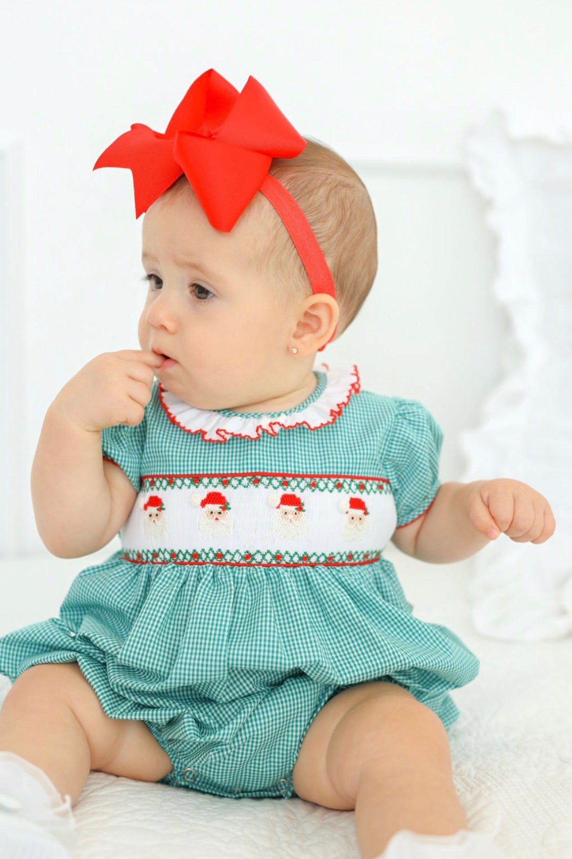 Santa Hand Smocked Bubble