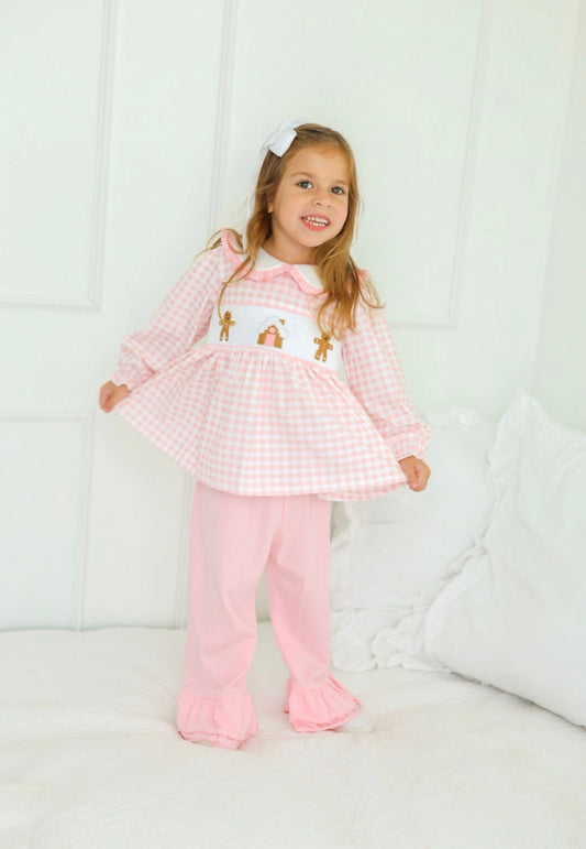 Gingerbread Hand Smocked Set