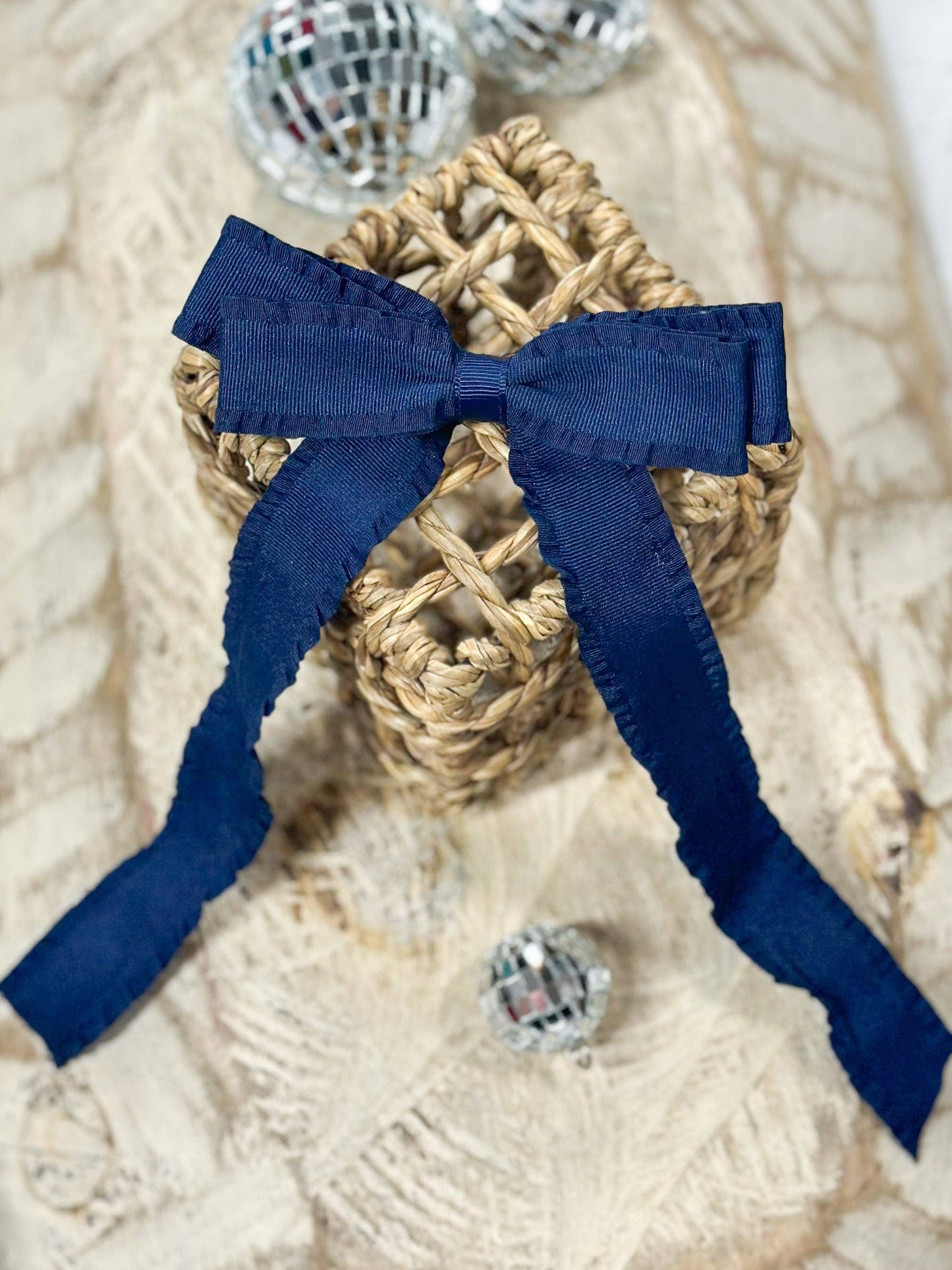 Ruffle Edge Ribbon Hair Bow - Alligator Clip - 5" NEW COLORS