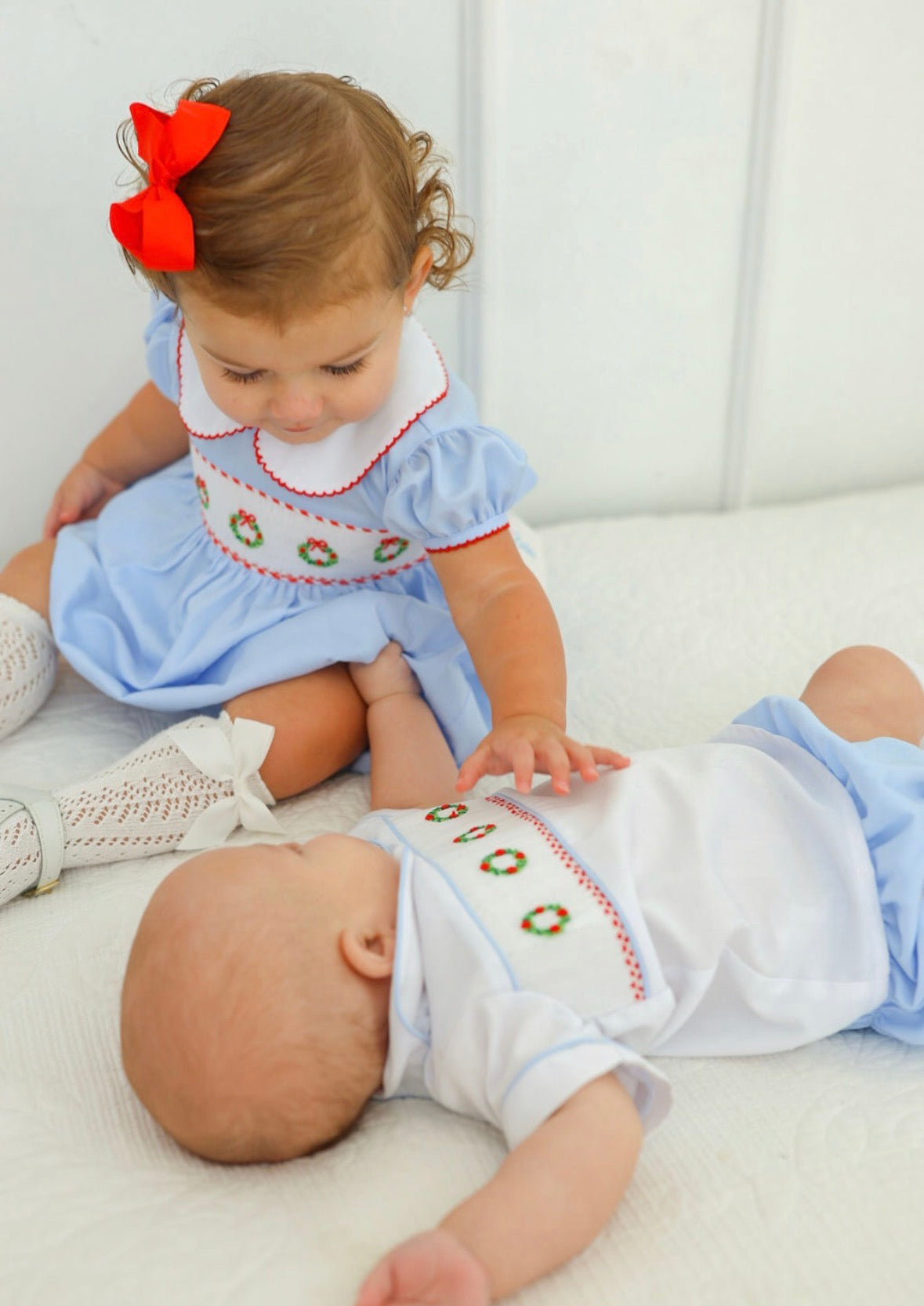 Wreath Hand Smocked Bubble