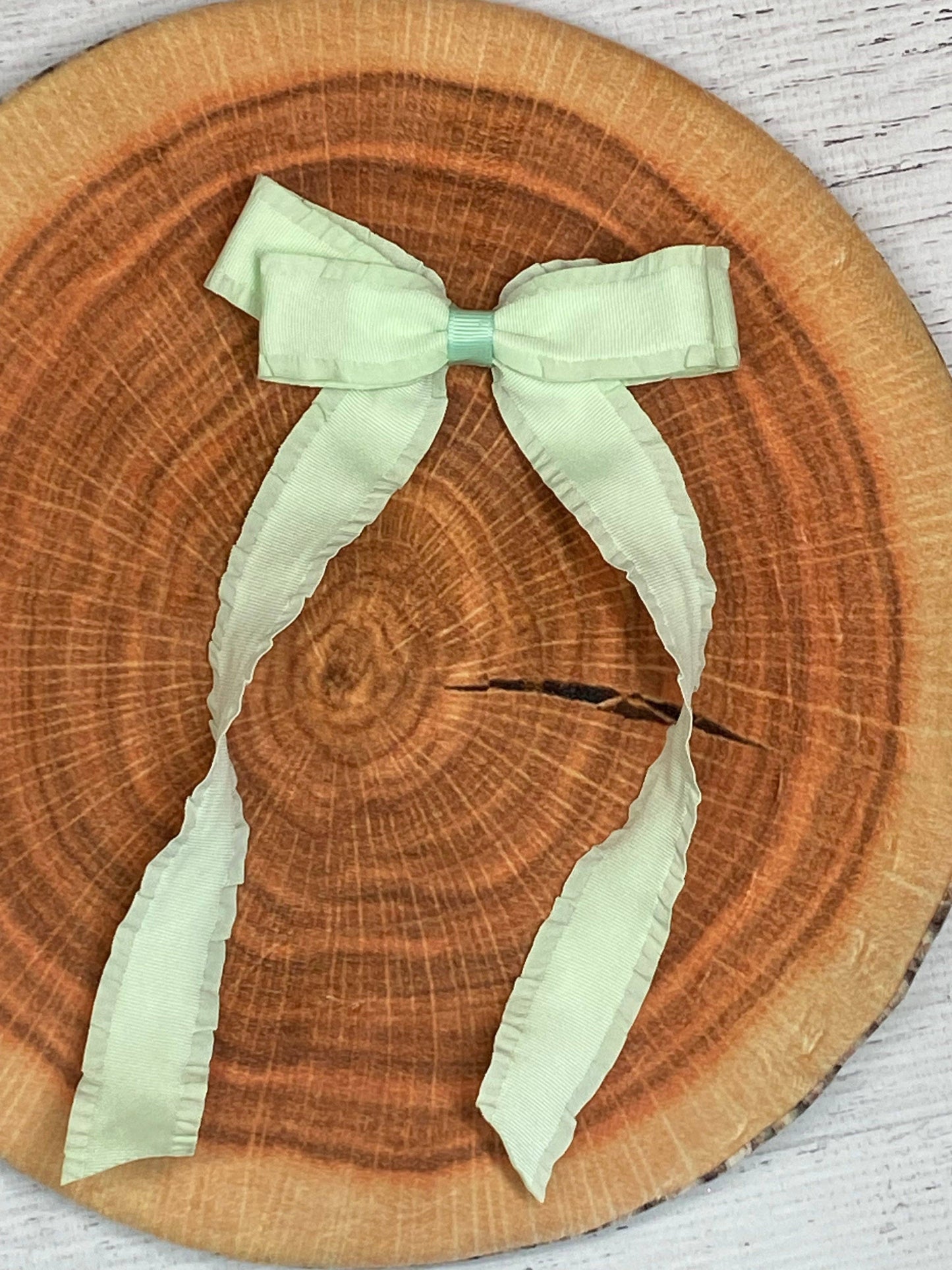 Ruffle Edge Ribbon Hair Bow - Alligator Clip - 5" NEW COLORS