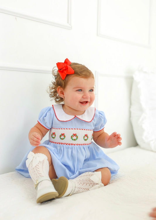 Wreath Hand Smocked Bubble
