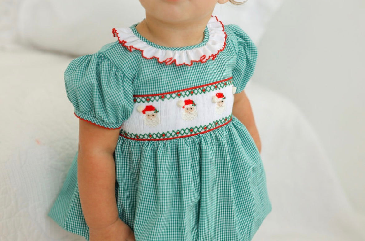 Santa Hand Smocked Bubble