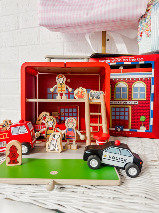 Wooden Firetruck Suitcase