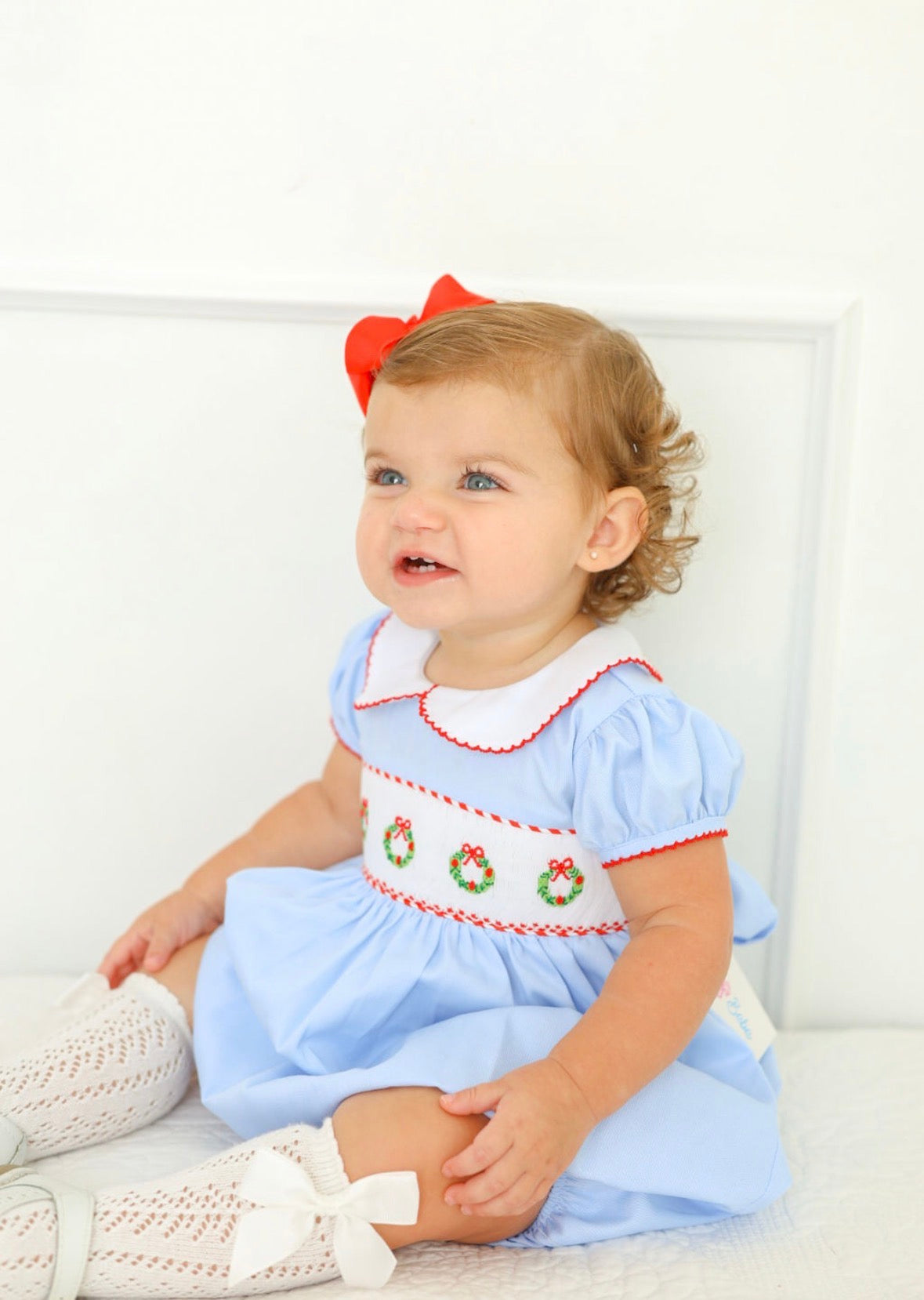 Wreath Hand Smocked Bubble