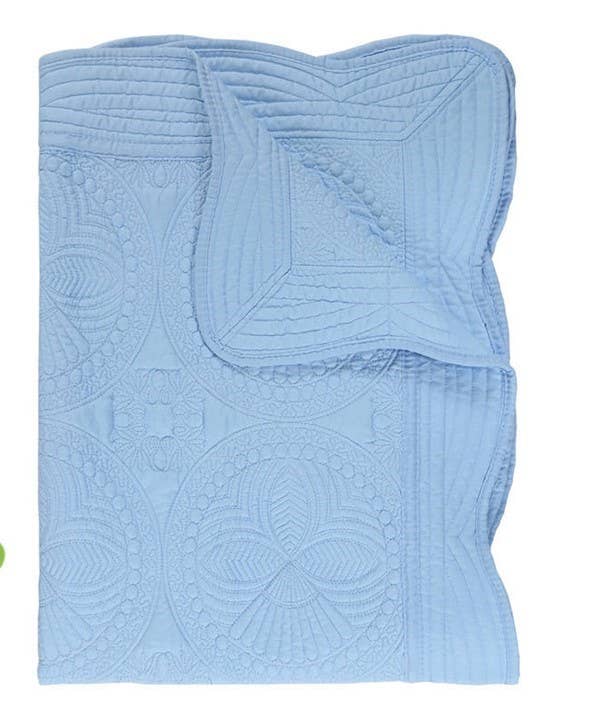 Heirloom Quilt - Baby Quilt Blanket Swaddle Monogram blue