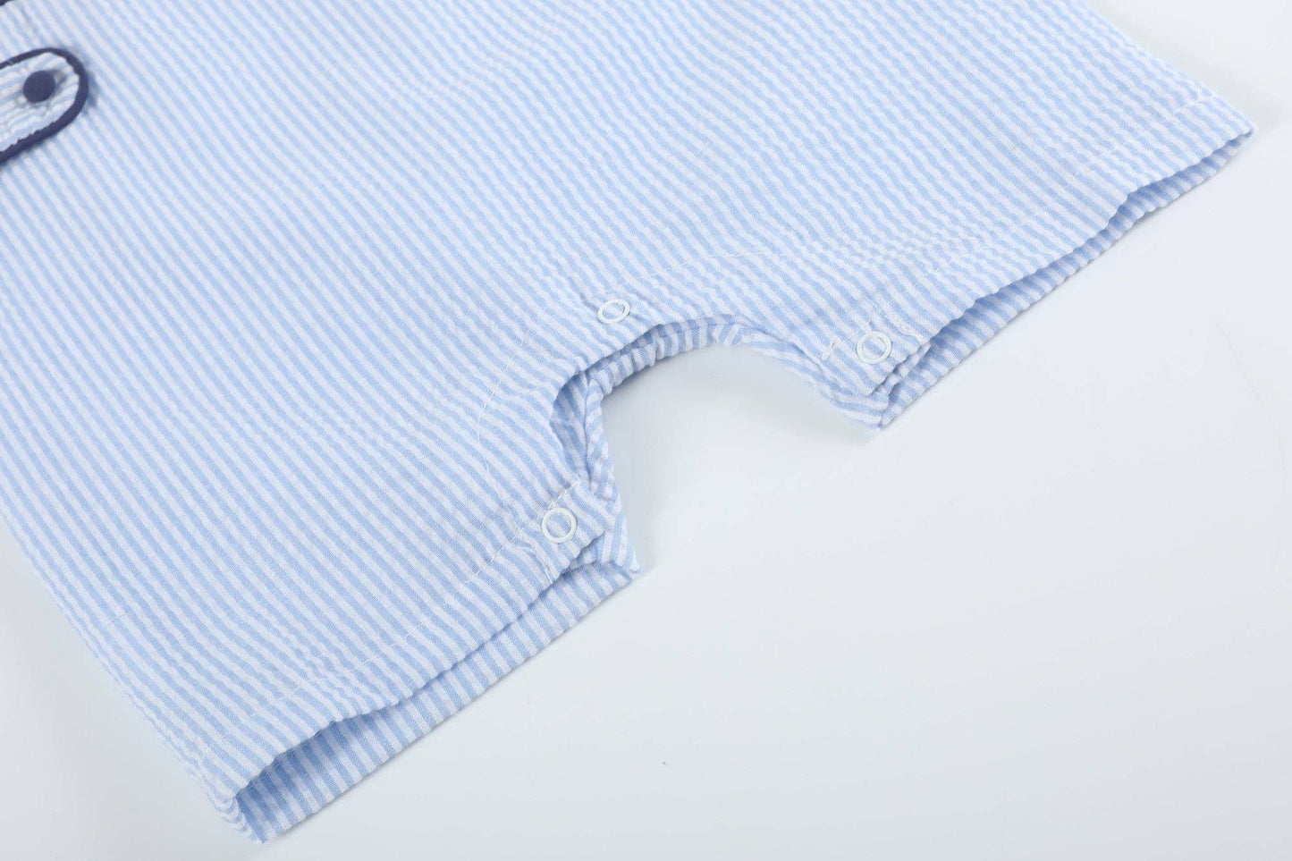 Blue Stripe Crawfish Smocked Shortalls